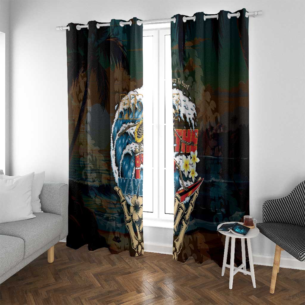 Aloha Hawaii Surfing Skull Window Curtain Shaka Skeleton Ride The Waves - Wonder Print Shop