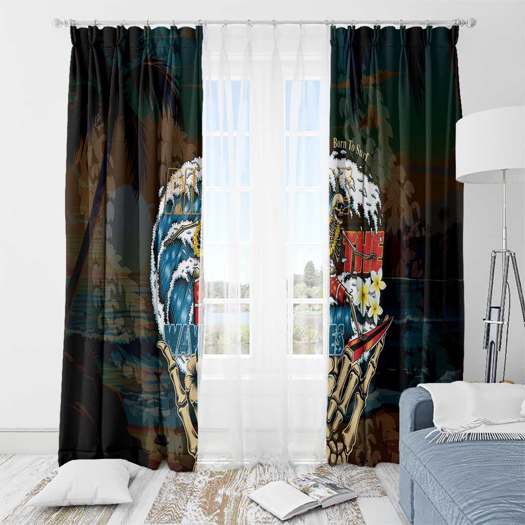 Aloha Hawaii Surfing Skull Window Curtain Shaka Skeleton Ride The Waves - Wonder Print Shop