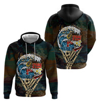 Aloha Hawaii Surfing Skull Zip Hoodie Shaka Skeleton Ride The Waves - Wonder Print Shop