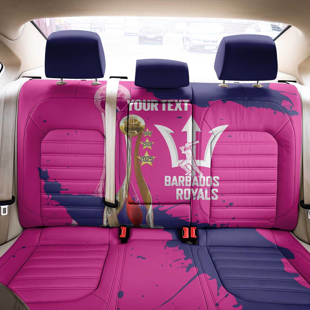 Barbados Royals Cricket Custom Back Car Seat Cover 3rd Champions Trophy Proud - Pink - Wonder Print Shop