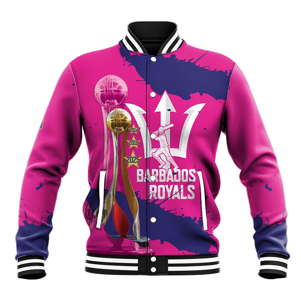 Barbados Royals Cricket Custom Baseball Jacket 3rd Champions Trophy Proud - Pink - Wonder Print Shop