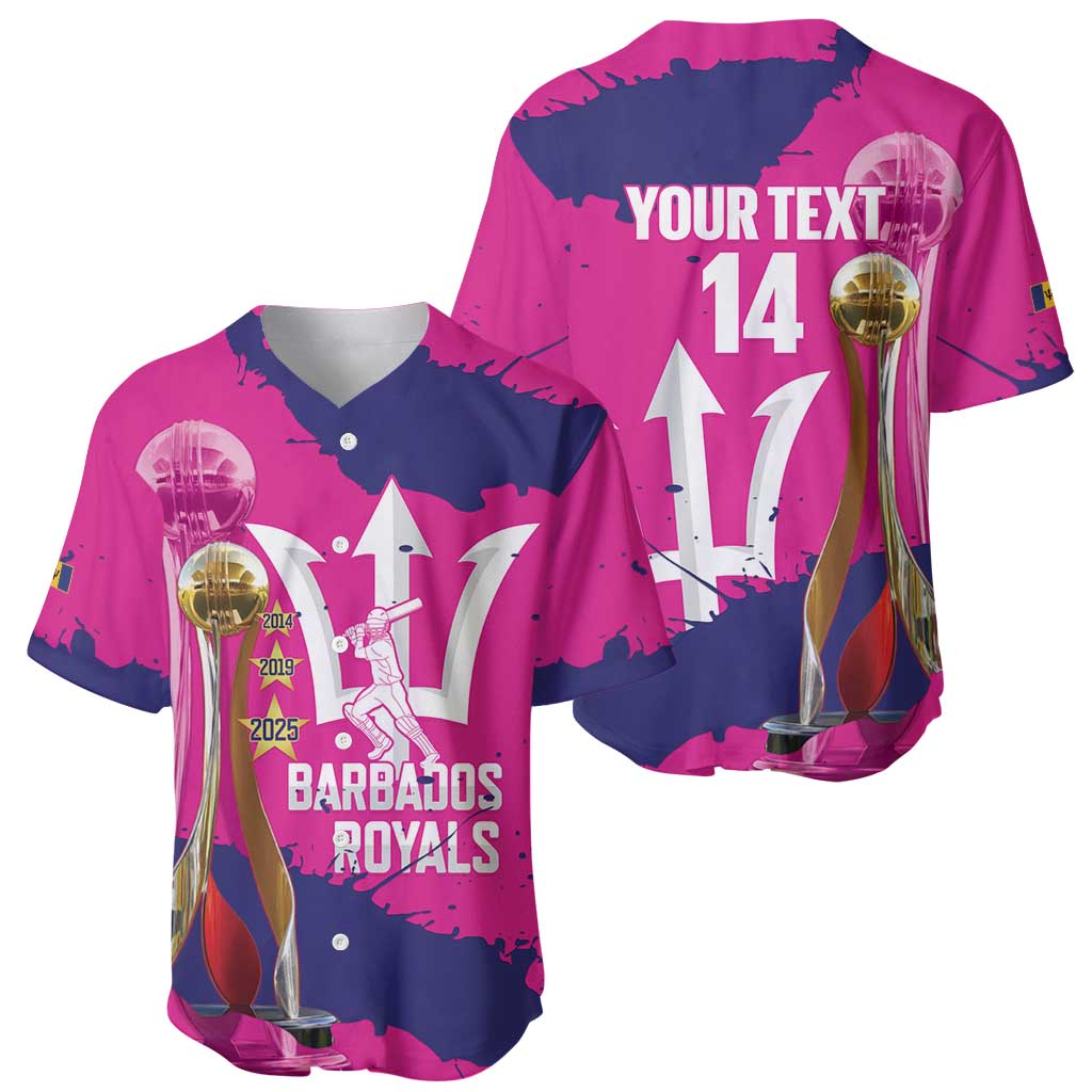 Barbados Royals Cricket Custom Baseball Jersey 3rd Champions Trophy Proud - Pink - Wonder Print Shop