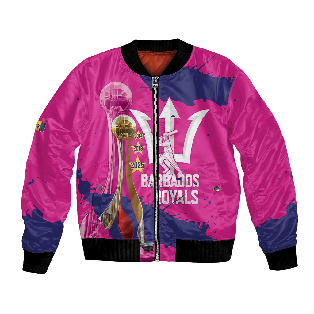 Barbados Royals Cricket Custom Bomber Jacket 3rd Champions Trophy Proud - Pink - Wonder Print Shop