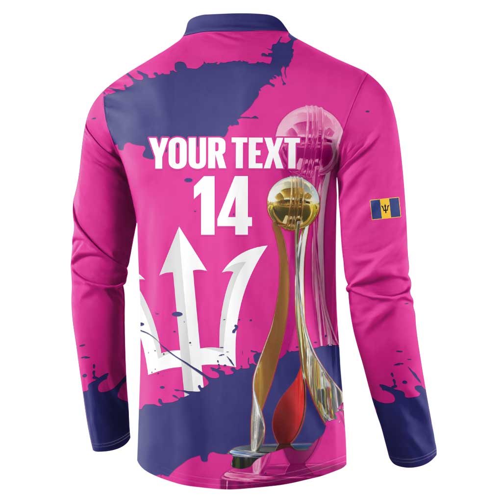 Barbados Royals Cricket Custom Button Sweatshirt 3rd Champions Trophy Proud - Pink - Wonder Print Shop