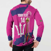 Barbados Royals Cricket Custom Button Sweatshirt 3rd Champions Trophy Proud - Pink - Wonder Print Shop