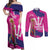 Barbados Royals Cricket Custom Couples Matching Off Shoulder Maxi Dress and Long Sleeve Button Shirt 3rd Champions Trophy Proud - Pink - Wonder Print Shop
