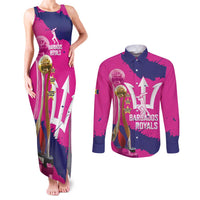 Barbados Royals Cricket Custom Couples Matching Tank Maxi Dress and Long Sleeve Button Shirt 3rd Champions Trophy Proud - Pink - Wonder Print Shop