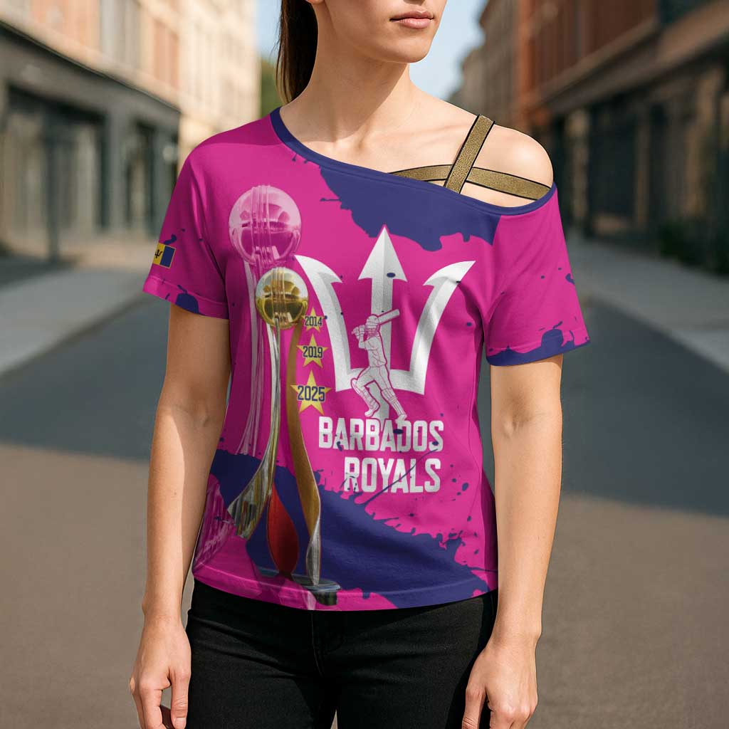 Barbados Royals Cricket Custom Cross Shoulder Shirt 3rd Champions Trophy Proud - Pink - Wonder Print Shop
