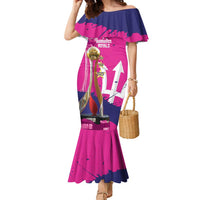Barbados Royals Cricket Custom Family Matching Mermaid Dress and Hawaiian Shirt 3rd Champions Trophy Proud - Pink - Wonder Print Shop