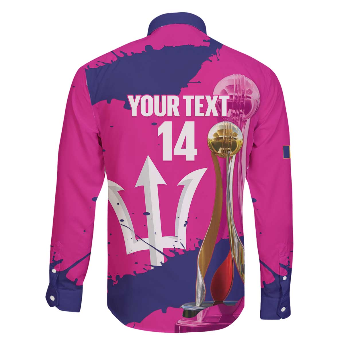 Barbados Royals Cricket Custom Family Matching Off The Shoulder Long Sleeve Dress and Hawaiian Shirt 3rd Champions Trophy Proud - Pink - Wonder Print Shop