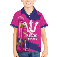 Barbados Royals Cricket Custom Family Matching Off The Shoulder Long Sleeve Dress and Hawaiian Shirt 3rd Champions Trophy Proud - Pink - Wonder Print Shop