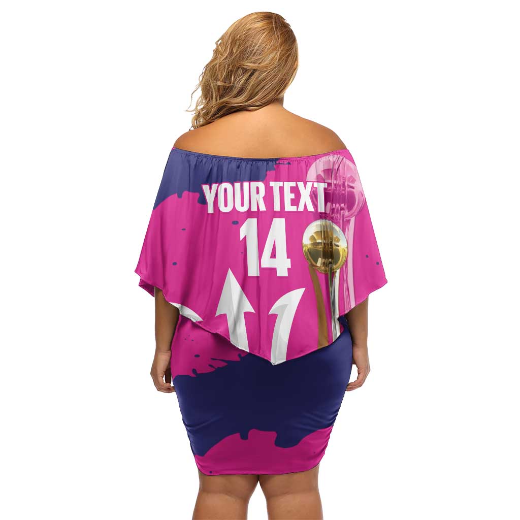 Barbados Royals Cricket Custom Family Matching Off Shoulder Short Dress and Hawaiian Shirt 3rd Champions Trophy Proud - Pink - Wonder Print Shop