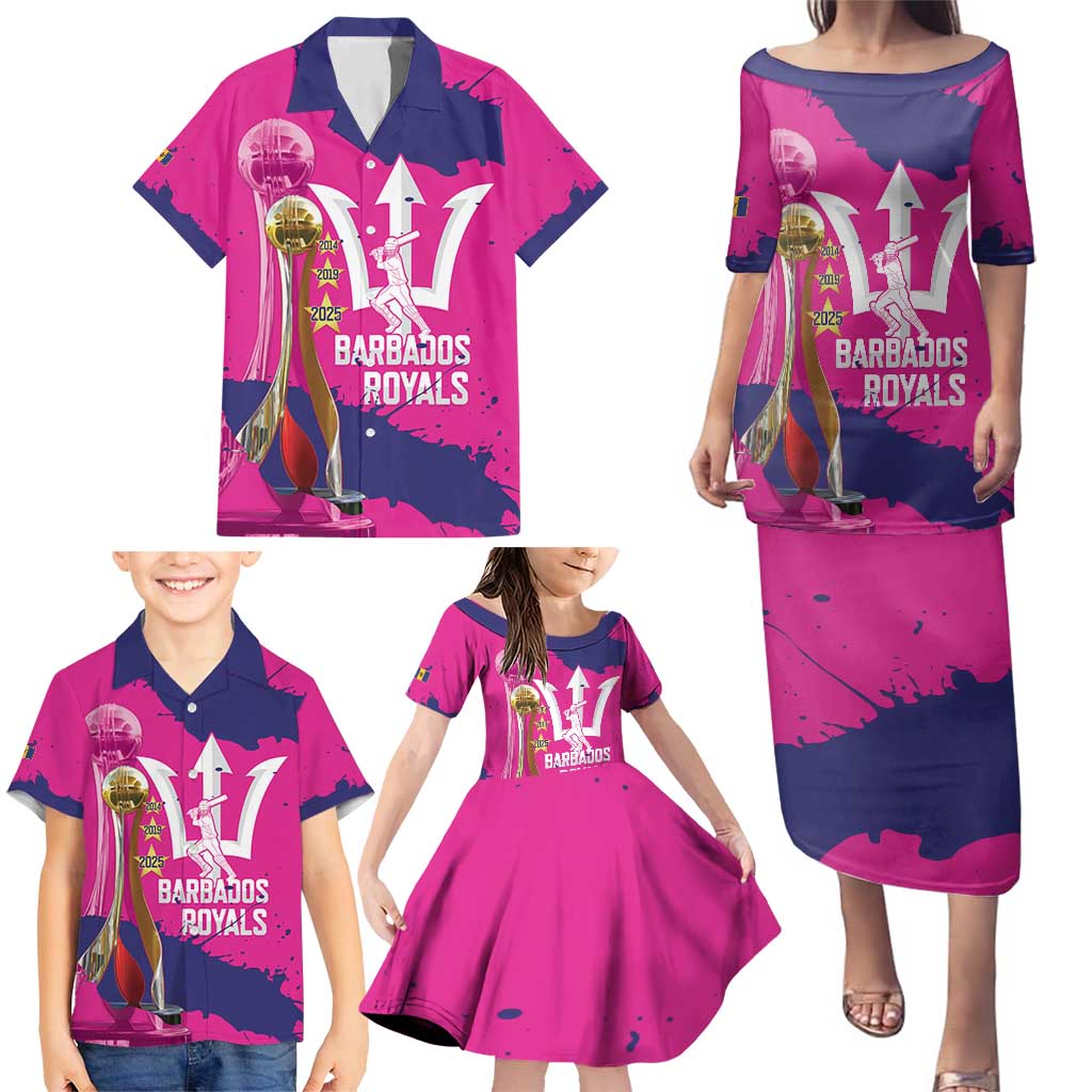 Barbados Royals Cricket Custom Family Matching Puletasi and Hawaiian Shirt 3rd Champions Trophy Proud - Pink - Wonder Print Shop