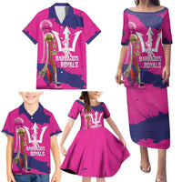 Barbados Royals Cricket Custom Family Matching Puletasi and Hawaiian Shirt 3rd Champions Trophy Proud - Pink - Wonder Print Shop
