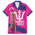 Barbados Royals Cricket Custom Family Matching Short Sleeve Bodycon Dress and Hawaiian Shirt 3rd Champions Trophy Proud - Pink - Wonder Print Shop