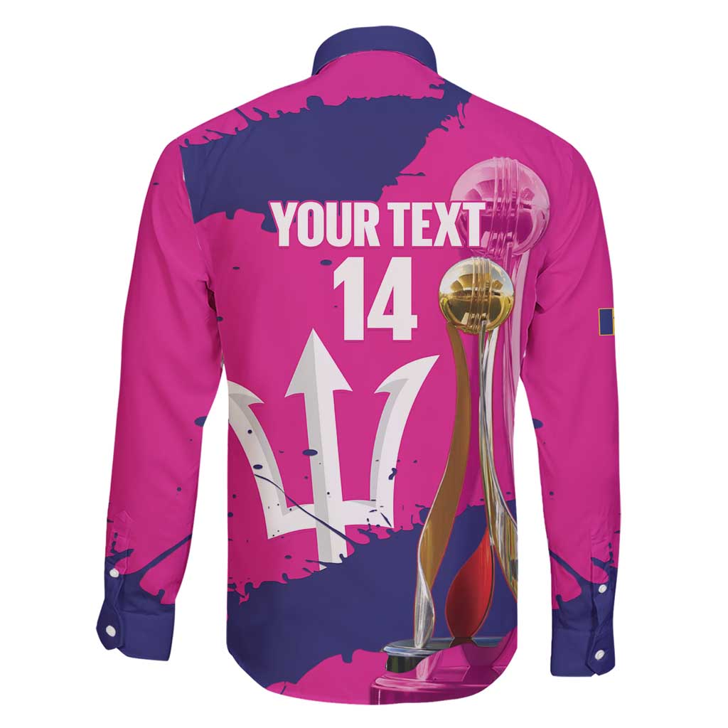 Barbados Royals Cricket Custom Family Matching Short Sleeve Bodycon Dress and Hawaiian Shirt 3rd Champions Trophy Proud - Pink - Wonder Print Shop