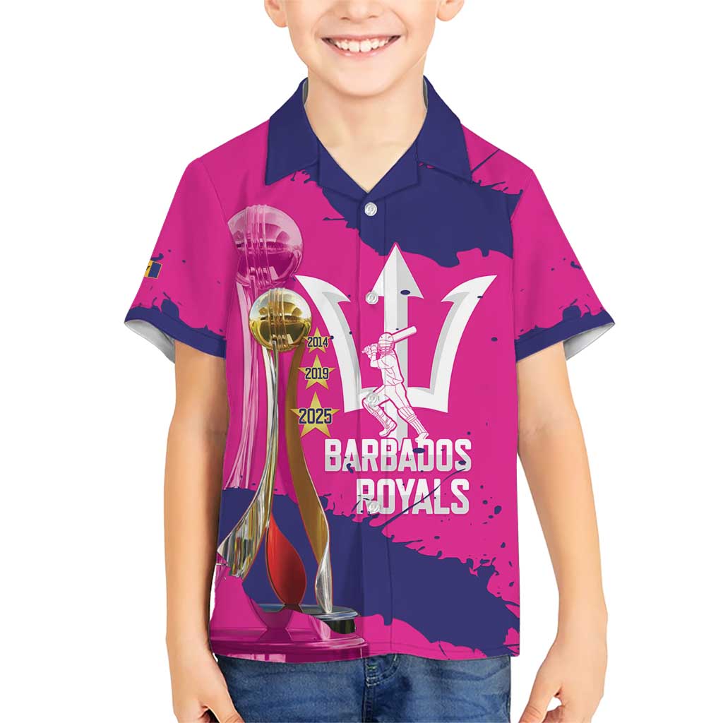 Barbados Royals Cricket Custom Family Matching Short Sleeve Bodycon Dress and Hawaiian Shirt 3rd Champions Trophy Proud - Pink - Wonder Print Shop