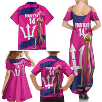 Barbados Royals Cricket Custom Family Matching Summer Maxi Dress and Hawaiian Shirt 3rd Champions Trophy Proud - Pink - Wonder Print Shop