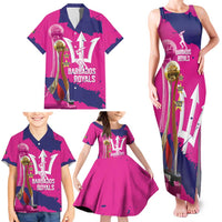 Barbados Royals Cricket Custom Family Matching Tank Maxi Dress and Hawaiian Shirt 3rd Champions Trophy Proud - Pink - Wonder Print Shop