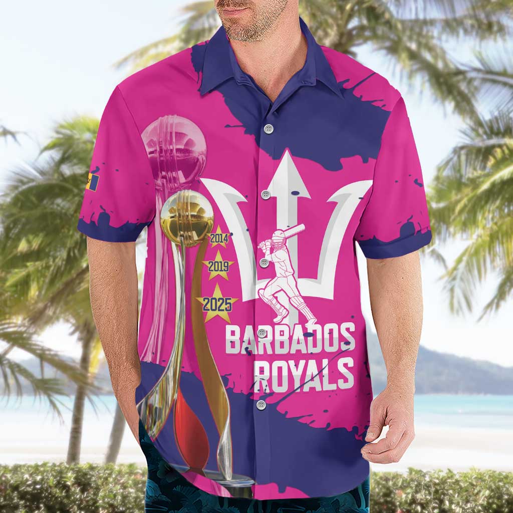 Barbados Royals Cricket Custom Hawaiian Shirt 3rd Champions Trophy Proud - Pink - Wonder Print Shop