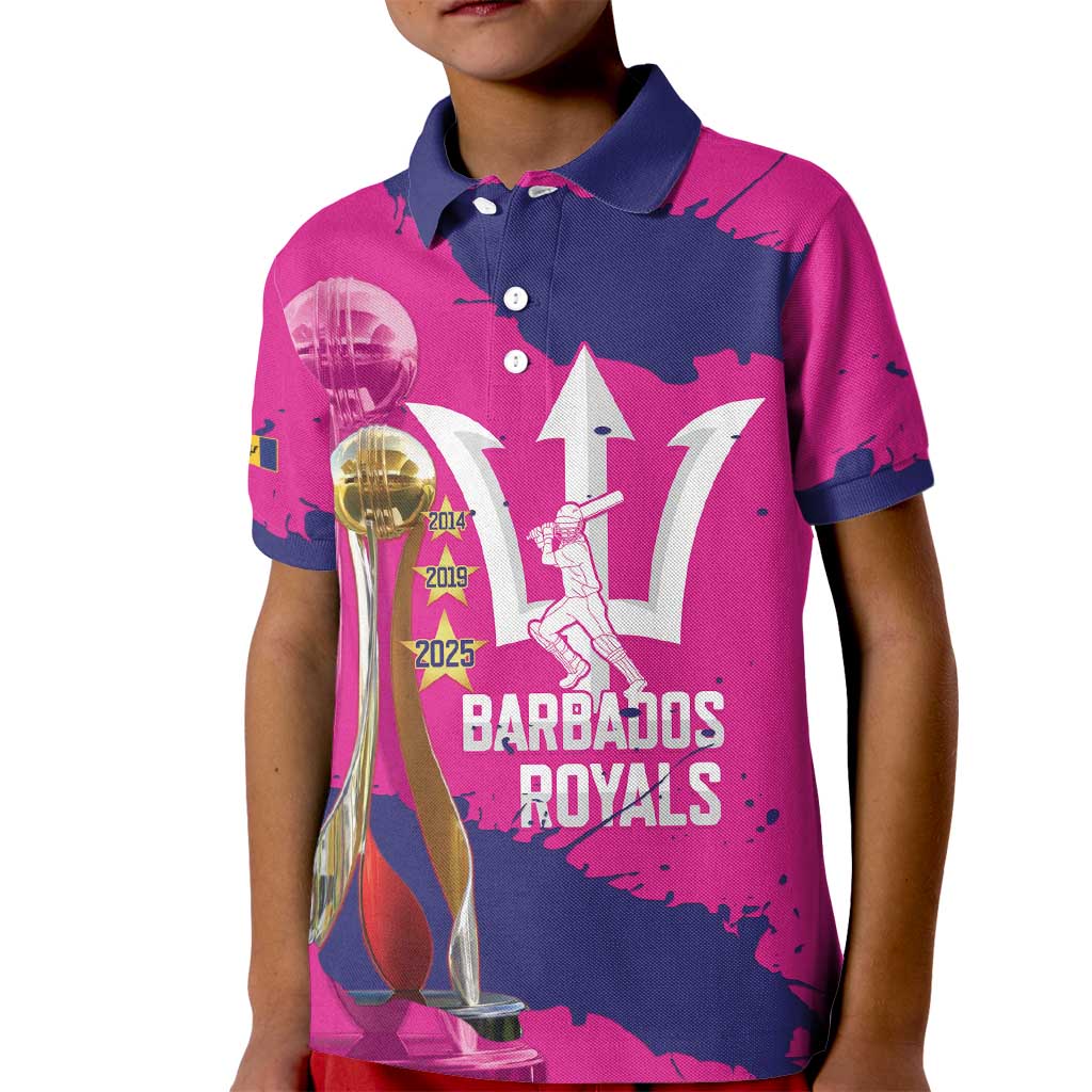 Barbados Royals Cricket Custom Kid Polo Shirt 3rd Champions Trophy Proud - Pink - Wonder Print Shop