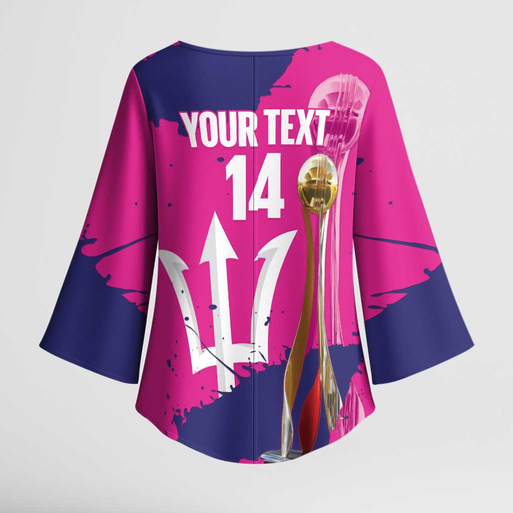 Barbados Royals Cricket Custom Kimono Sleeve Blouse 3rd Champions Trophy Proud - Pink - Wonder Print Shop
