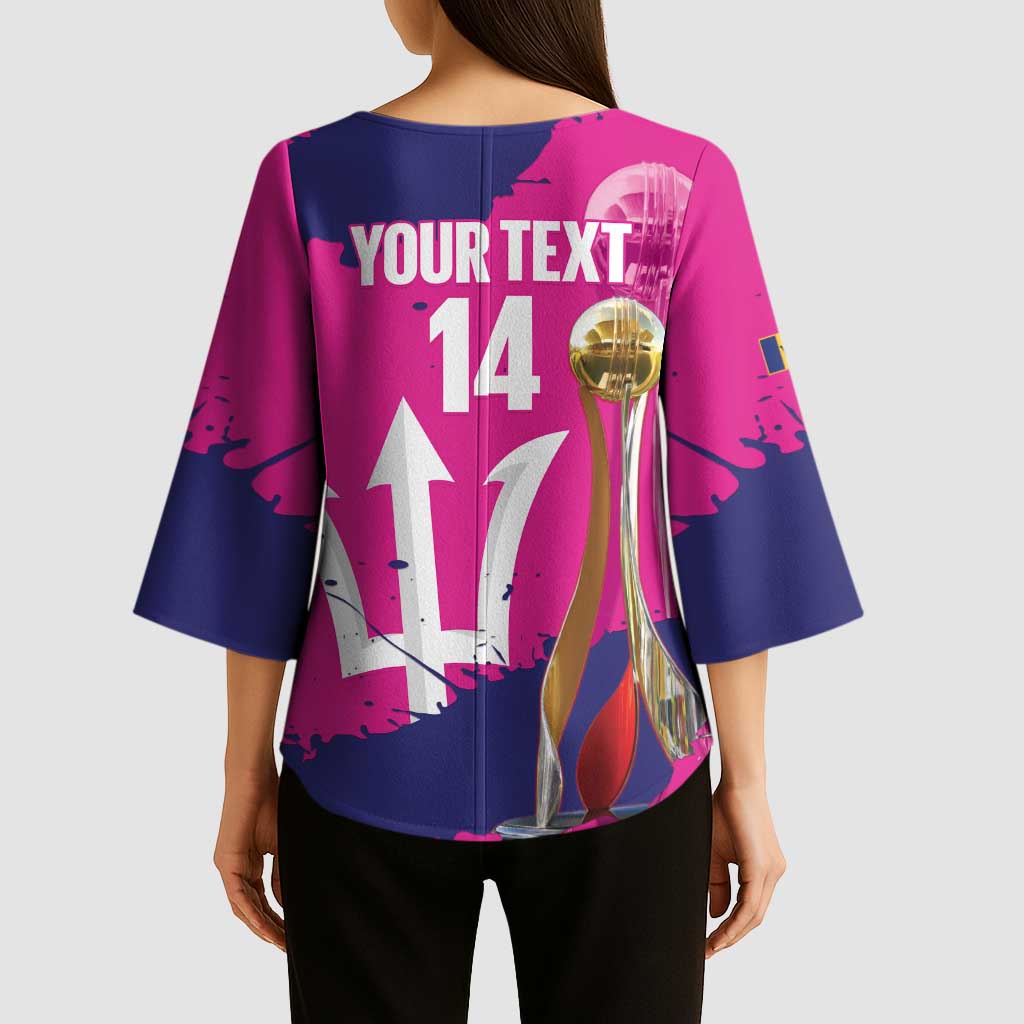 Barbados Royals Cricket Custom Kimono Sleeve Blouse 3rd Champions Trophy Proud - Pink - Wonder Print Shop