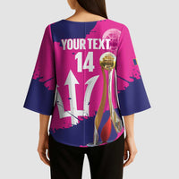Barbados Royals Cricket Custom Kimono Sleeve Blouse 3rd Champions Trophy Proud - Pink - Wonder Print Shop