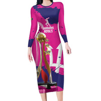 Barbados Royals Cricket Custom Long Sleeve Bodycon Dress 3rd Champions Trophy Proud - Pink - Wonder Print Shop