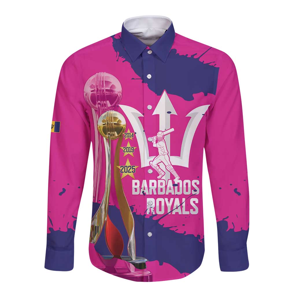 Barbados Royals Cricket Custom Long Sleeve Button Shirt 3rd Champions Trophy Proud - Pink - Wonder Print Shop