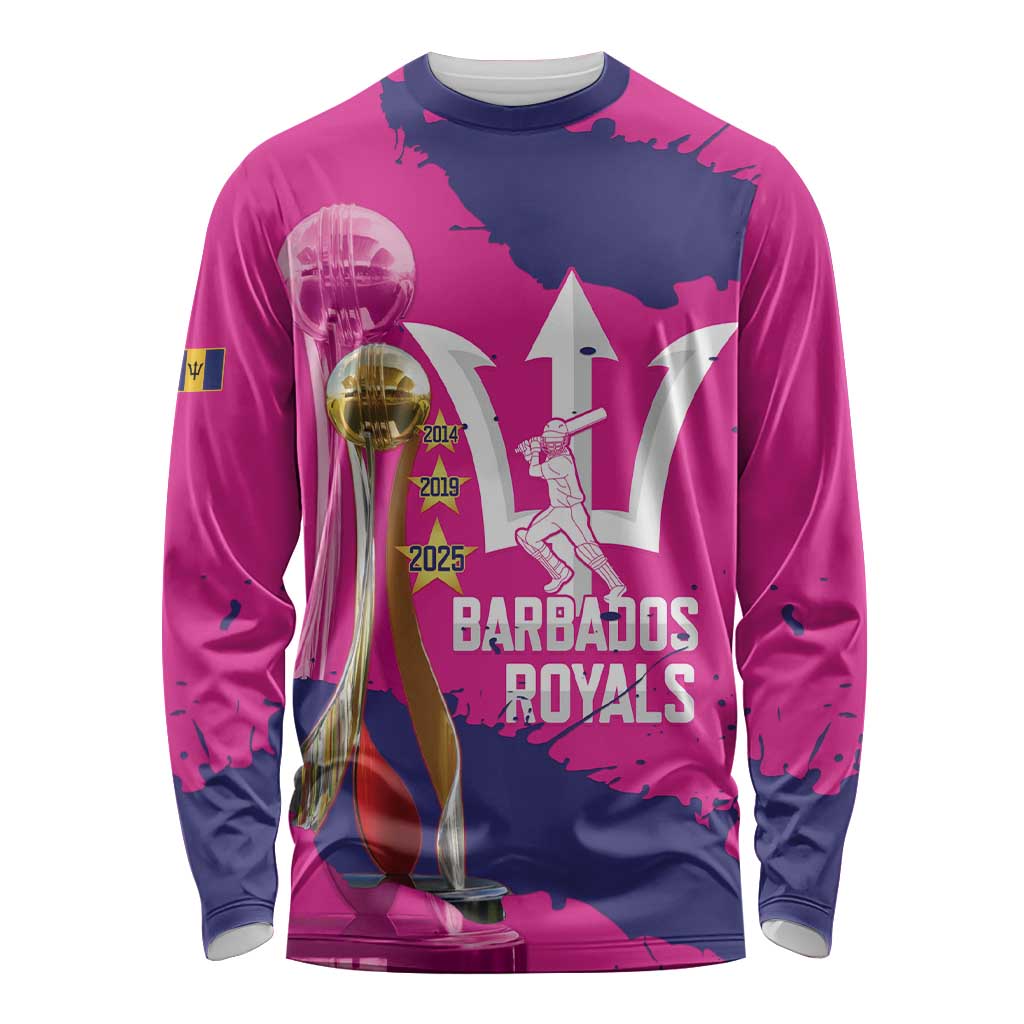 Barbados Royals Cricket Custom Long Sleeve Shirt 3rd Champions Trophy Proud - Pink - Wonder Print Shop