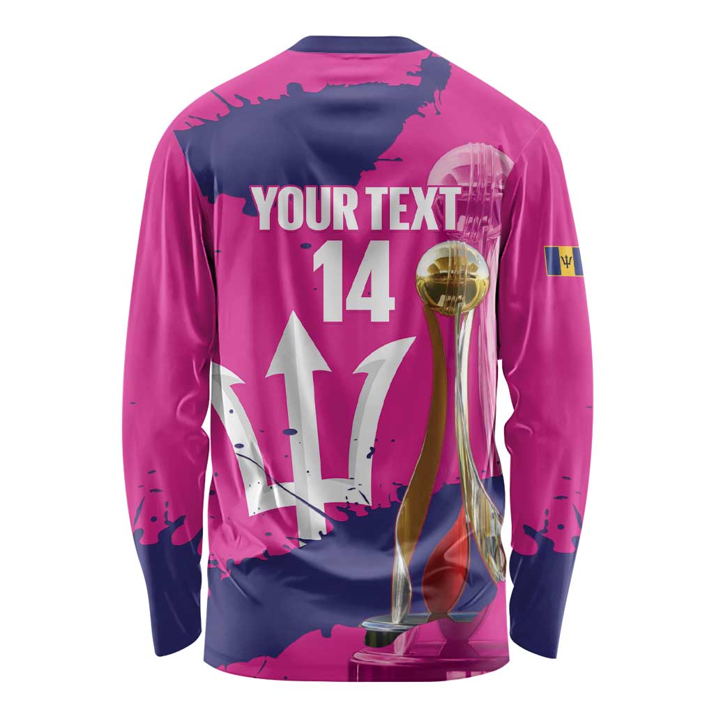 Barbados Royals Cricket Custom Long Sleeve Shirt 3rd Champions Trophy Proud - Pink - Wonder Print Shop