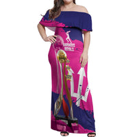 Barbados Royals Cricket Custom Off Shoulder Maxi Dress 3rd Champions Trophy Proud - Pink - Wonder Print Shop