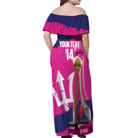 Barbados Royals Cricket Custom Off Shoulder Maxi Dress 3rd Champions Trophy Proud - Pink - Wonder Print Shop