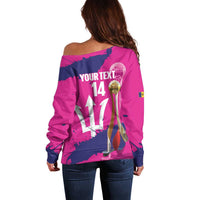Barbados Royals Cricket Custom Off Shoulder Sweater 3rd Champions Trophy Proud - Pink - Wonder Print Shop
