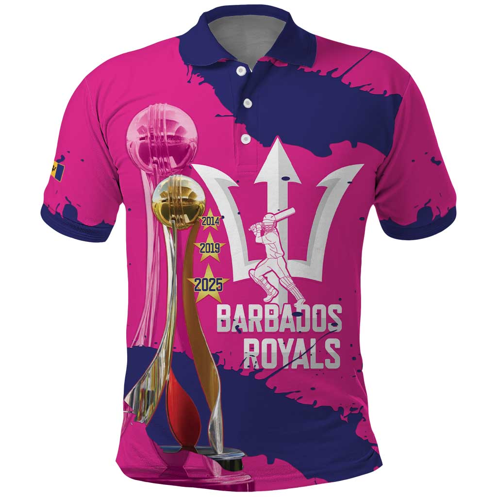 Barbados Royals Cricket Custom Polo Shirt 3rd Champions Trophy Proud - Pink - Wonder Print Shop