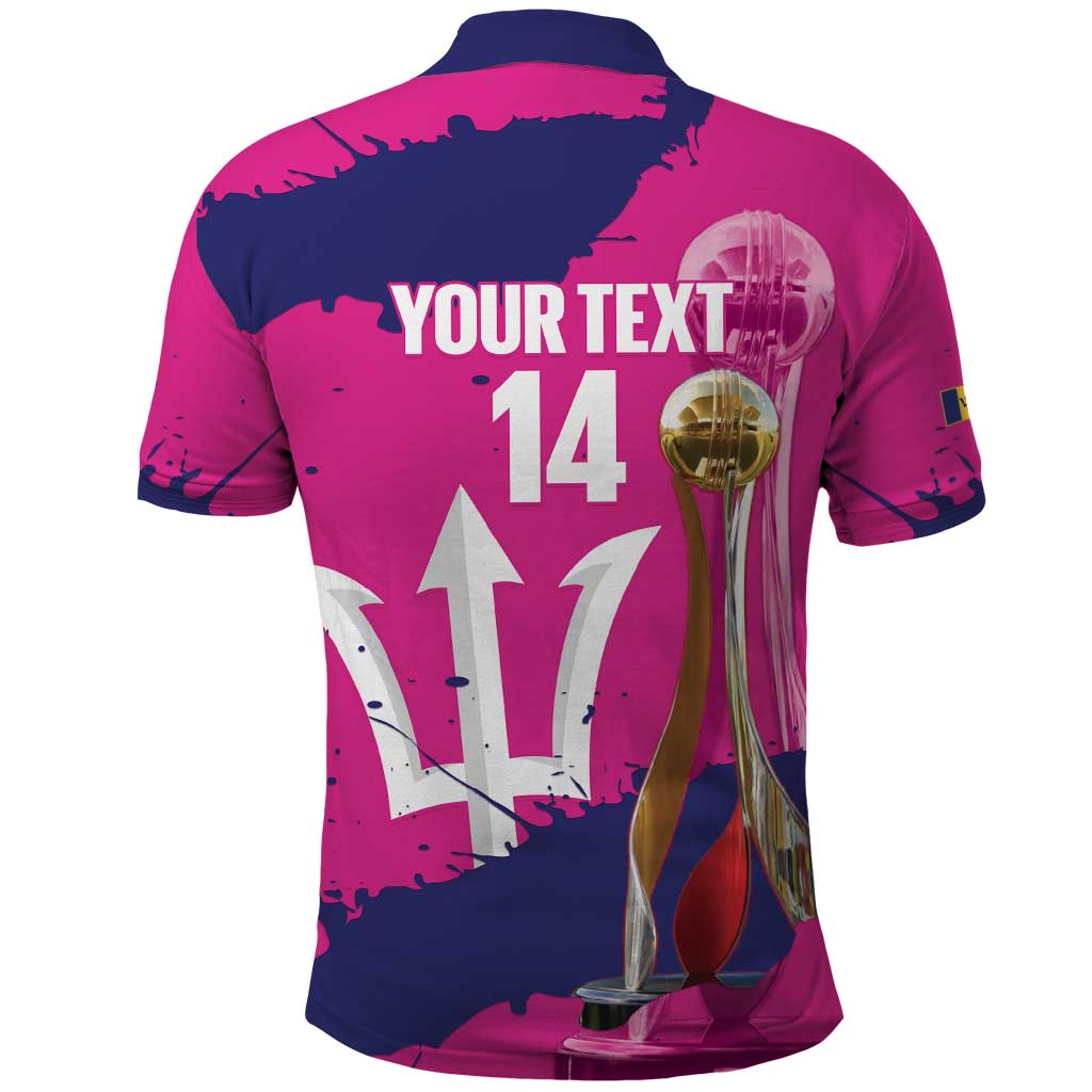 Barbados Royals Cricket Custom Polo Shirt 3rd Champions Trophy Proud - Pink - Wonder Print Shop