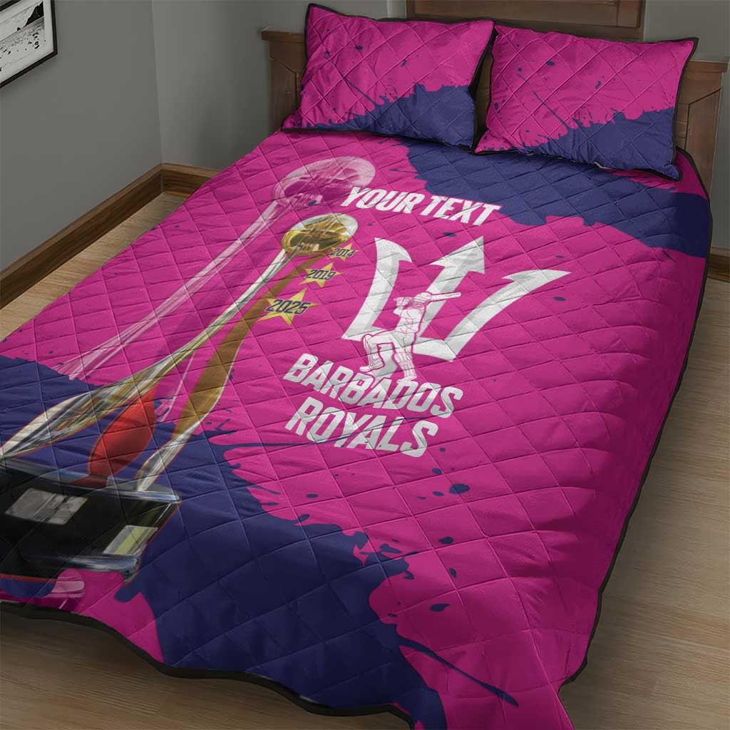 Barbados Royals Cricket Custom Quilt Bed Set 3rd Champions Trophy Proud - Pink - Wonder Print Shop