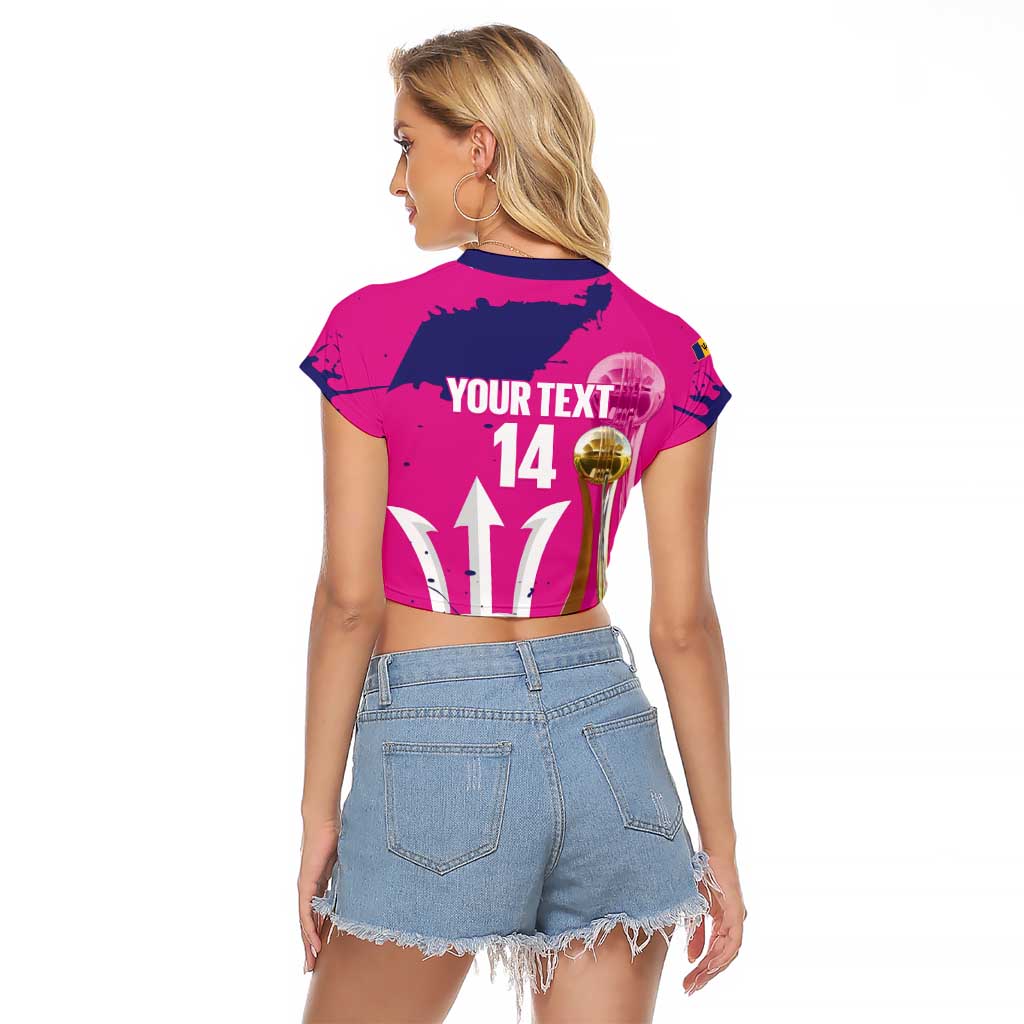 Barbados Royals Cricket Custom Raglan Cropped T Shirt 3rd Champions Trophy Proud - Pink - Wonder Print Shop