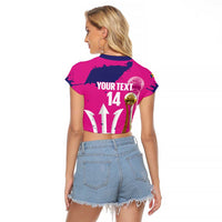Barbados Royals Cricket Custom Raglan Cropped T Shirt 3rd Champions Trophy Proud - Pink - Wonder Print Shop