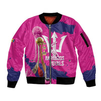 Barbados Royals Cricket Custom Sleeve Zip Bomber Jacket 3rd Champions Trophy Proud - Pink - Wonder Print Shop