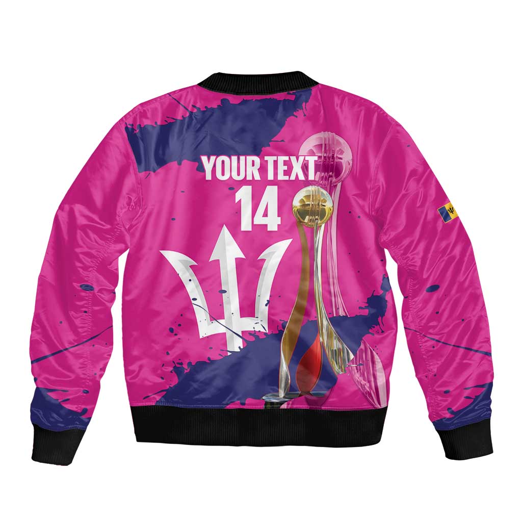 Barbados Royals Cricket Custom Sleeve Zip Bomber Jacket 3rd Champions Trophy Proud - Pink - Wonder Print Shop