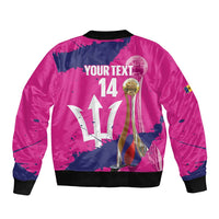 Barbados Royals Cricket Custom Sleeve Zip Bomber Jacket 3rd Champions Trophy Proud - Pink - Wonder Print Shop