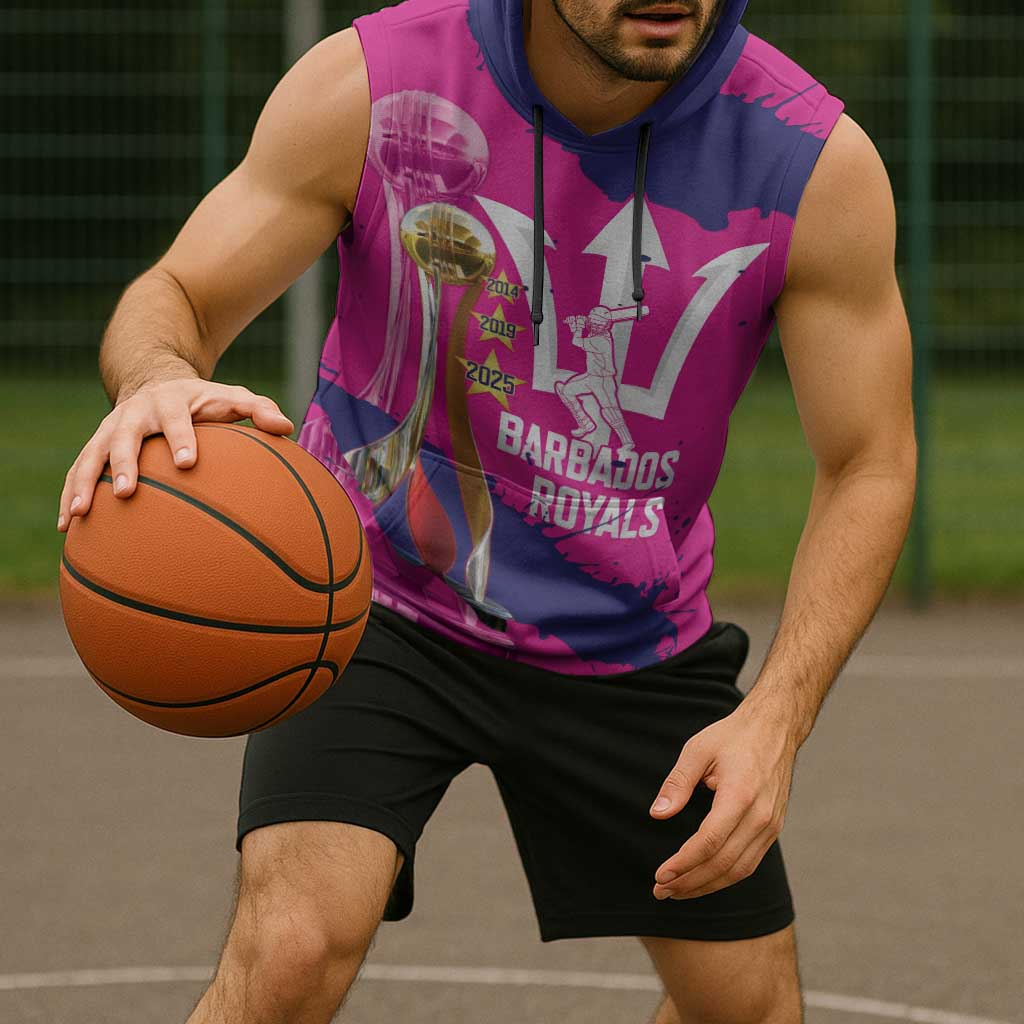 Barbados Royals Cricket Custom Sleeveless Hoodie 3rd Champions Trophy Proud - Pink - Wonder Print Shop