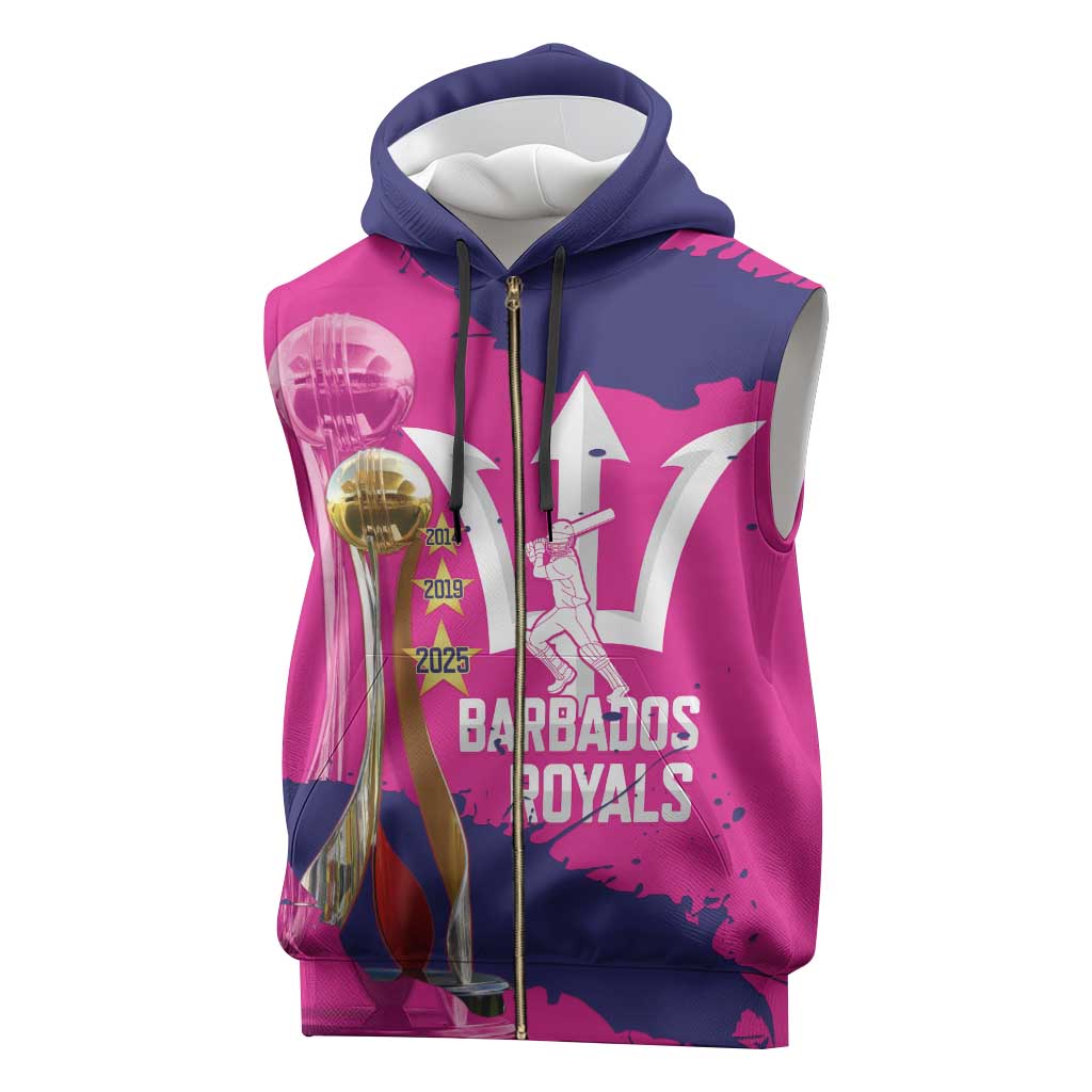 Barbados Royals Cricket Custom Sleeveless Zip Hoodie 3rd Champions Trophy Proud - Pink - Wonder Print Shop