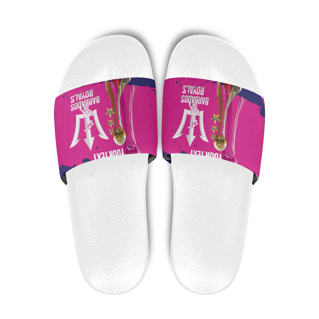 Barbados Royals Cricket Custom Slide Sandals 3rd Champions Trophy Proud - Pink - Wonder Print Shop