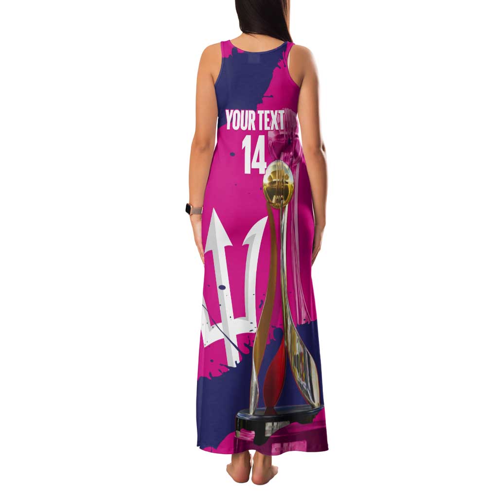 Barbados Royals Cricket Custom Tank Maxi Dress 3rd Champions Trophy Proud - Pink - Wonder Print Shop