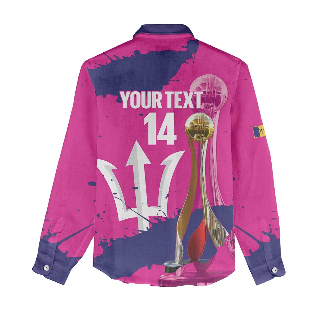 Barbados Royals Cricket Custom Women Casual Shirt 3rd Champions Trophy Proud - Pink - Wonder Print Shop