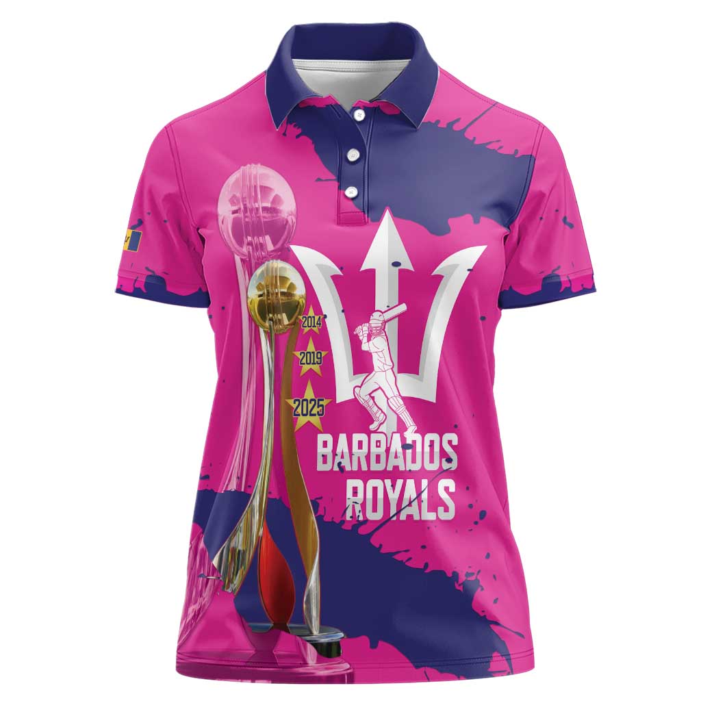 Barbados Royals Cricket Custom Women Polo Shirt 3rd Champions Trophy Proud - Pink - Wonder Print Shop