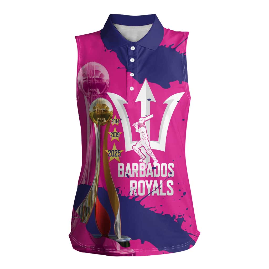 Barbados Royals Cricket Custom Women Sleeveless Polo Shirt 3rd Champions Trophy Proud - Pink - Wonder Print Shop